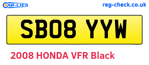 SB08YYW are the vehicle registration plates.