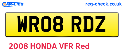 WR08RDZ are the vehicle registration plates.