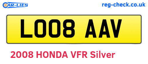 LO08AAV are the vehicle registration plates.