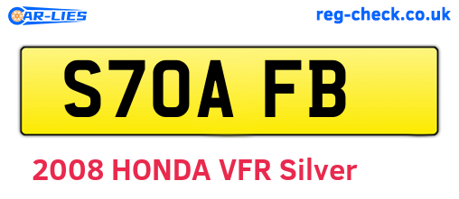 S70AFB are the vehicle registration plates.