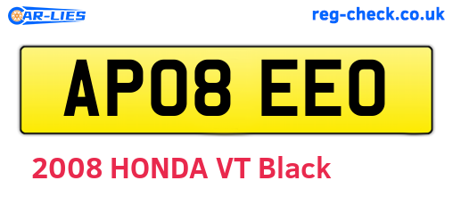 AP08EEO are the vehicle registration plates.