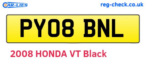 PY08BNL are the vehicle registration plates.