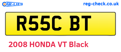 R55CBT are the vehicle registration plates.