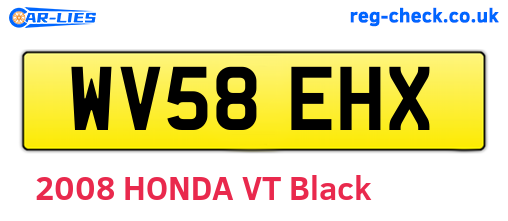WV58EHX are the vehicle registration plates.