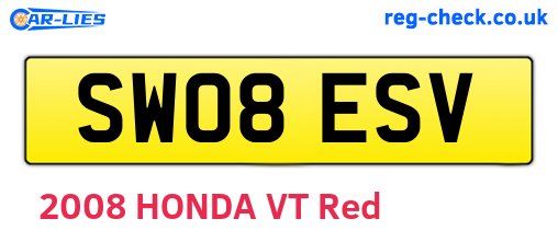 SW08ESV are the vehicle registration plates.