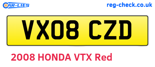 VX08CZD are the vehicle registration plates.