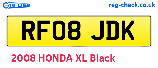 RF08JDK are the vehicle registration plates.