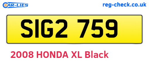 SIG2759 are the vehicle registration plates.