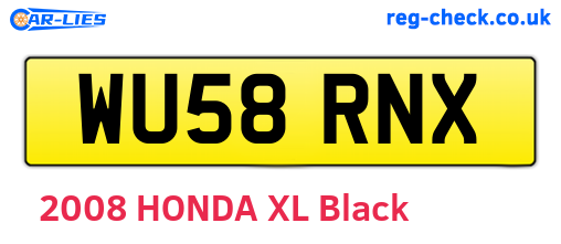 WU58RNX are the vehicle registration plates.