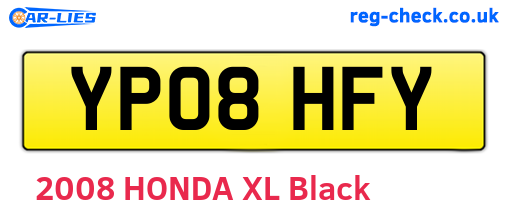 YP08HFY are the vehicle registration plates.