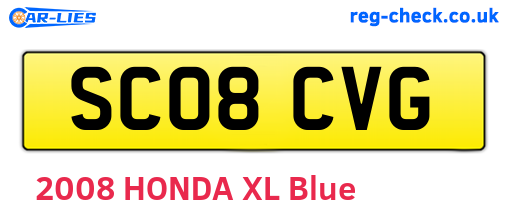 SC08CVG are the vehicle registration plates.