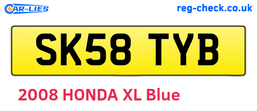 SK58TYB are the vehicle registration plates.