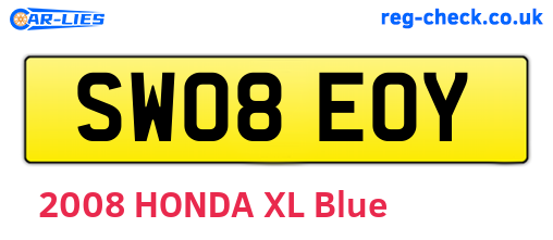 SW08EOY are the vehicle registration plates.