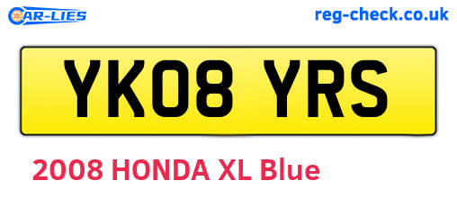 YK08YRS are the vehicle registration plates.