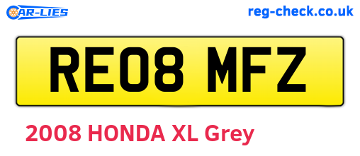 RE08MFZ are the vehicle registration plates.