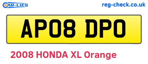AP08DPO are the vehicle registration plates.