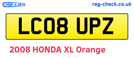 LC08UPZ are the vehicle registration plates.