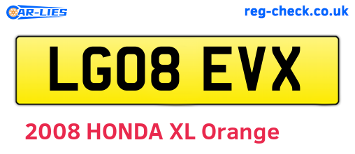LG08EVX are the vehicle registration plates.