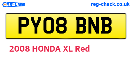 PY08BNB are the vehicle registration plates.