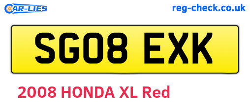 SG08EXK are the vehicle registration plates.