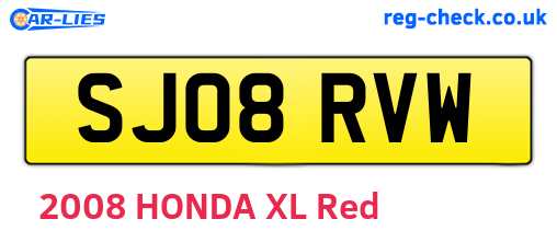 SJ08RVW are the vehicle registration plates.