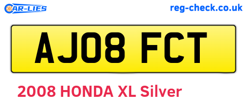 AJ08FCT are the vehicle registration plates.