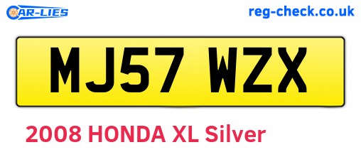 MJ57WZX are the vehicle registration plates.