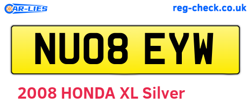 NU08EYW are the vehicle registration plates.
