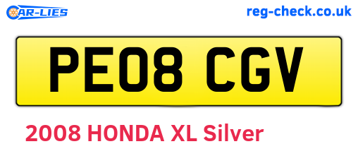 PE08CGV are the vehicle registration plates.