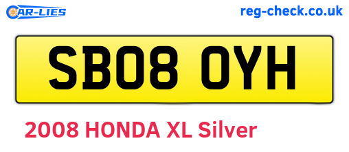 SB08OYH are the vehicle registration plates.