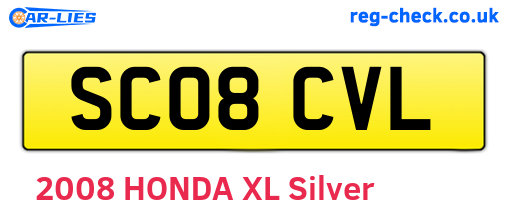 SC08CVL are the vehicle registration plates.