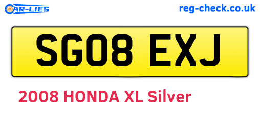 SG08EXJ are the vehicle registration plates.