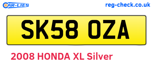 SK58OZA are the vehicle registration plates.