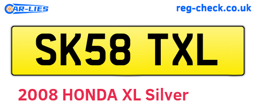 SK58TXL are the vehicle registration plates.