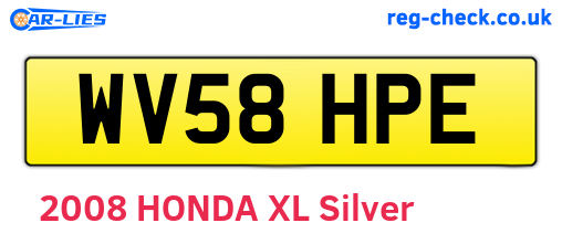 WV58HPE are the vehicle registration plates.