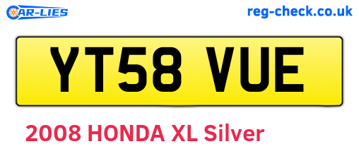 YT58VUE are the vehicle registration plates.