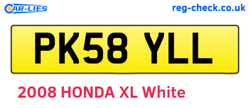 PK58YLL are the vehicle registration plates.