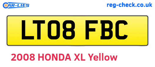 LT08FBC are the vehicle registration plates.