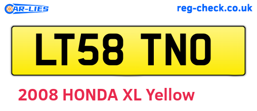 LT58TNO are the vehicle registration plates.
