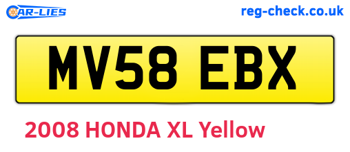 MV58EBX are the vehicle registration plates.