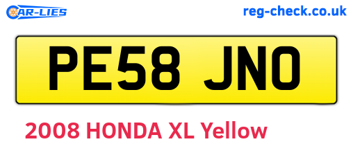 PE58JNO are the vehicle registration plates.