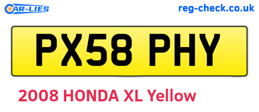 PX58PHY are the vehicle registration plates.