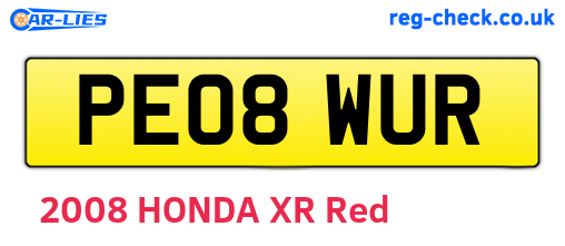 PE08WUR are the vehicle registration plates.