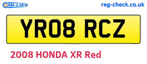 YR08RCZ are the vehicle registration plates.