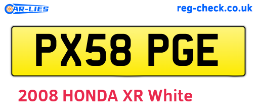PX58PGE are the vehicle registration plates.