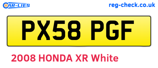 PX58PGF are the vehicle registration plates.