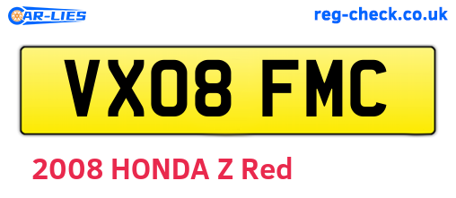 VX08FMC are the vehicle registration plates.
