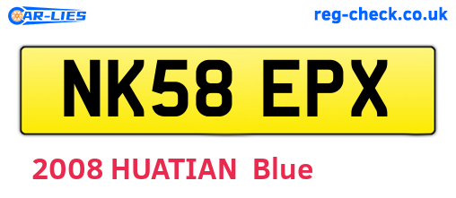 NK58EPX are the vehicle registration plates.