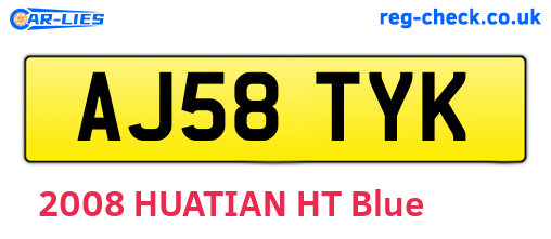 AJ58TYK are the vehicle registration plates.