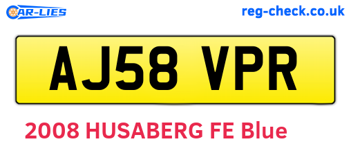 AJ58VPR are the vehicle registration plates.